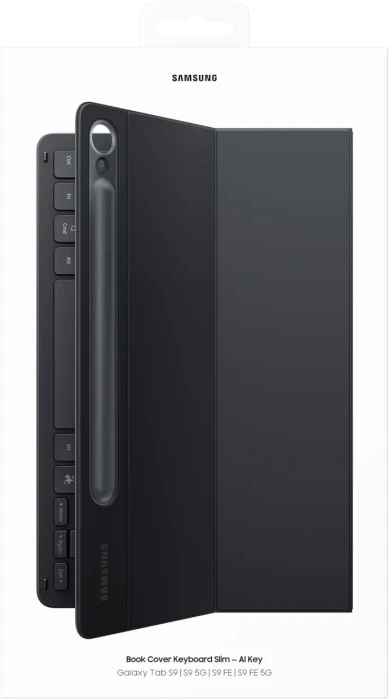 Samsung EF-DX720 Book Cover Keyboard Slim mit AI-Taste für Galaxy Tab S9 / S9 FE / S10 FE, schwarz, IT
