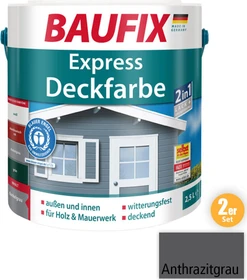 Baufix Express Deckfarbe Wetterschutzfarbe anthrazitgrau, 2.5l