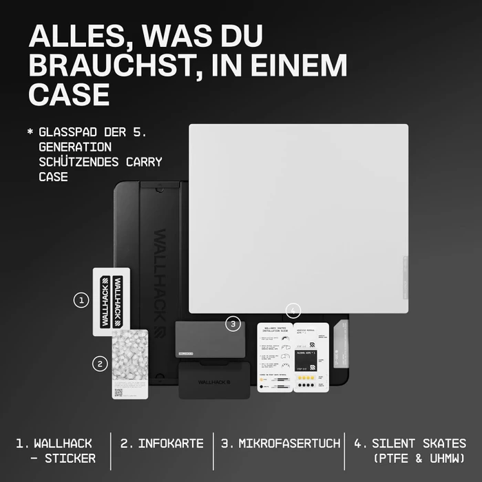 Wallhack SkyPAD SP-005 Glass Pad 5.0 Glas-Gaming-Mauspad, 510x440mm, weiß