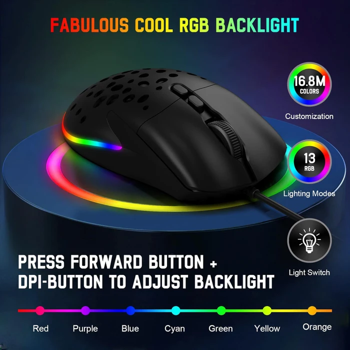Ziyou Lang D19 RGB Gaming Mouse schwarz, USB