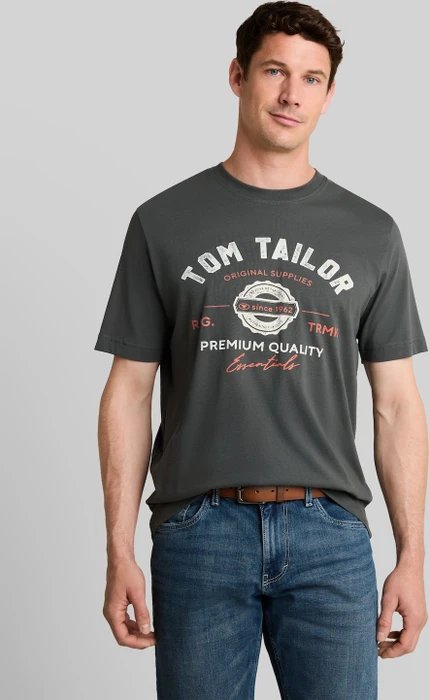 Tom Tailor Logo-Print T-Shirt kurzarm grün (Herren)