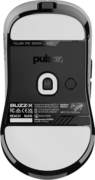 Pulsar Gaming Gears Pro Series BUZZ-X Medium Wireless Gaming Mouse Moon Gray, USB