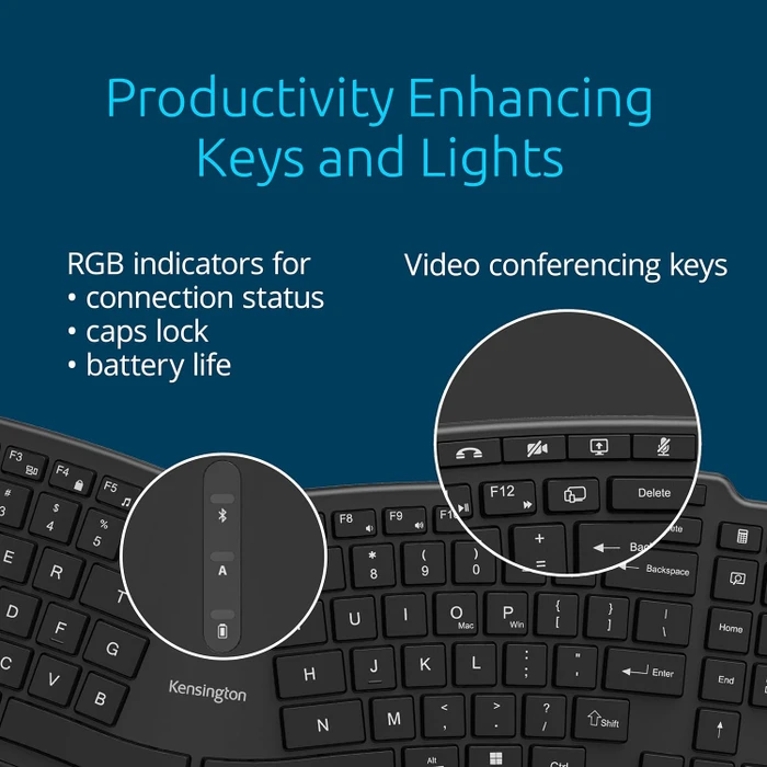 Kensington Pro Fit Ergo KB675 EQ TKL Wireless, schwarz, USB/Bluetooth, US