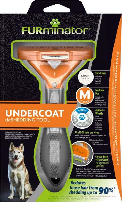 FURminator deShedding Tool für mittelgroße Hunde mit kurzem Fell, Version 2