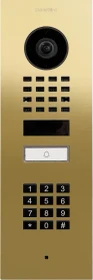 DoorBird D1101KV IP Video Türstation mit 1 Ruftaste, Keypad Modul, Edelstahl V4A, Messing-Optik, gebürstet, Unterputz