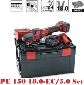 Flex PE 150 18.0-EC/5.0 Set Akku-Polierer inkl. L-Boxx + 2 Akkus 5.0Ah