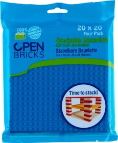 Open Bricks Stapelbare Bauplatte 20x20 Four Pack blau