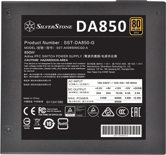 SilverStone Decathlon Gold Series DA850 Gold 850W, ATX 2.4