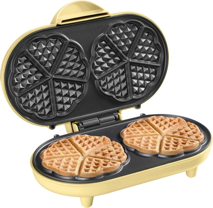Bestron ADWM1000V Herzwaffelautomat Waffeleisen gelb