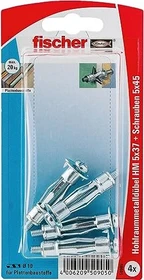 fischer HM 5x37 SK K Hohlraum-Metalldübel Schrauben/Dübel-Sortiment, 4 Stück
