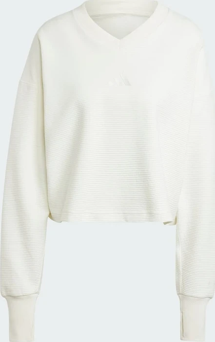 adidas ALL SZN Ribbed V-Neck Sweatshirt off white (Damen)