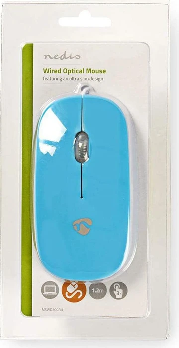 Nedis Wired Optical Mouse, blau, USB