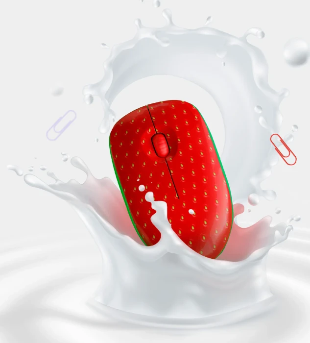 Mustard Very Berry Compact Wireless Mouse Strawberry, USB
