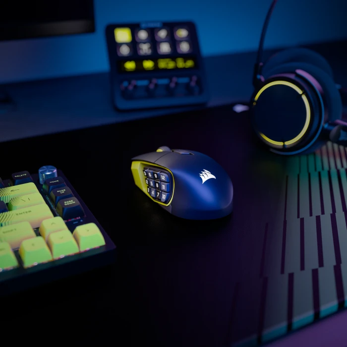 Corsair Scimitar Elite Wireless SE MMO, schwarz/gelb, USB/Bluetooth