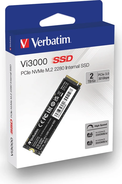 Verbatim Vi3000 PCIe NVMe SSD 2TB, M.2 2280 / M-Key / PCIe 3.0 x4