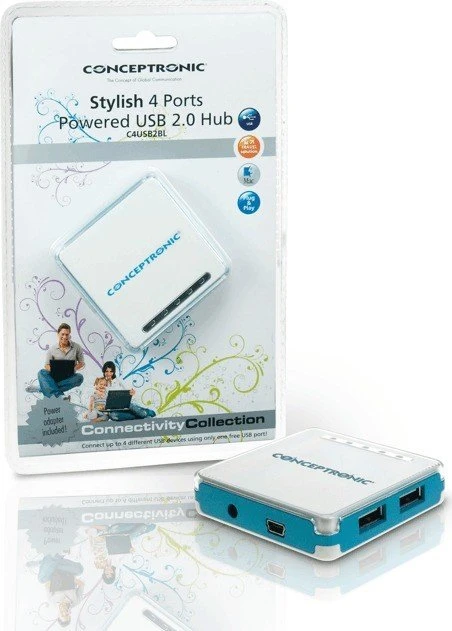 Conceptronic USB-Hub, 4x USB-A 2.0, USB 2.0 Mini-B [Buchse]