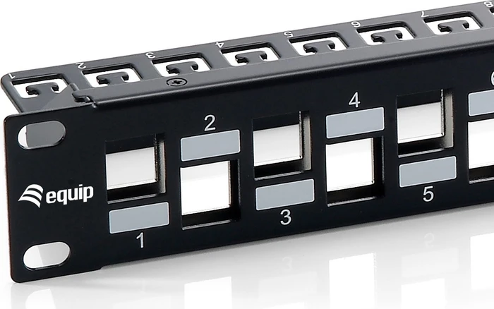Equip Patchpanel für Keystone Module, geschirmt, 19" , 24-Port, 1HE, 19", 1HE, schwarz