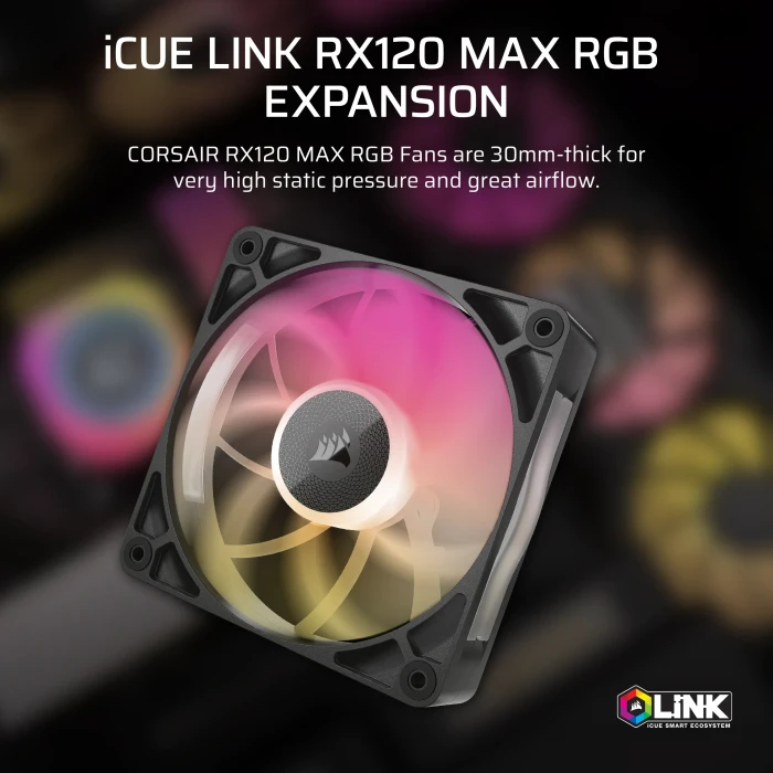 Corsair iCUE LINK RX120 Max RGB Expansion Kit, schwarz, 120mm