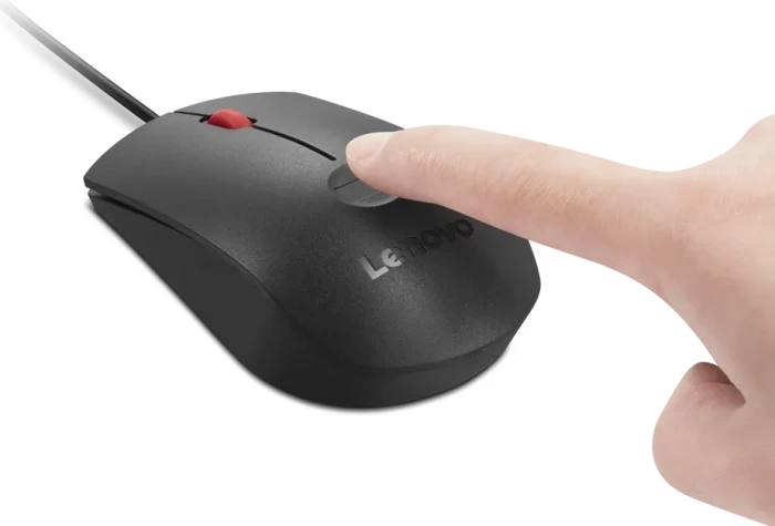 Lenovo Fingerprint Biometric Mouse Gen3, schwarz/rot, USB