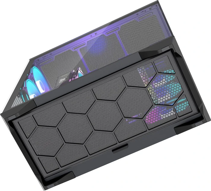 Modecom Volcano Space XL ARGB 5F Black, schwarz, Glasfenster