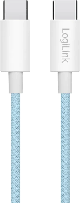 LogiLink USB-C Kabel, USB 2.0, 480Mb/s, 60W PD, USB-C Stecker auf USB-C Stecker, Nylon, blau, 1.5m
