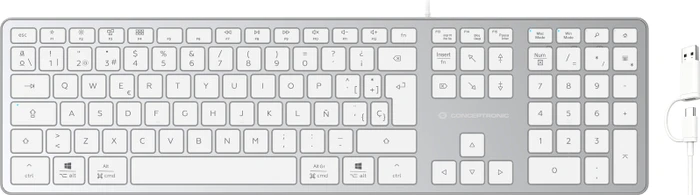 Conceptronic KAYNE02WES Slim-Tastatur, weiß, USB, ES