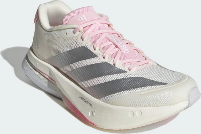 adidas Adizero Boston 13 core white/silver metallic/clear pink (Damen)