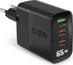 SBS Mobile 65W LCD Wall Charger schwarz