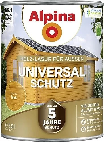 Alpina Farben Universal-Schutz Holz-Lasur außen Holzschutzmittel, 2.5l