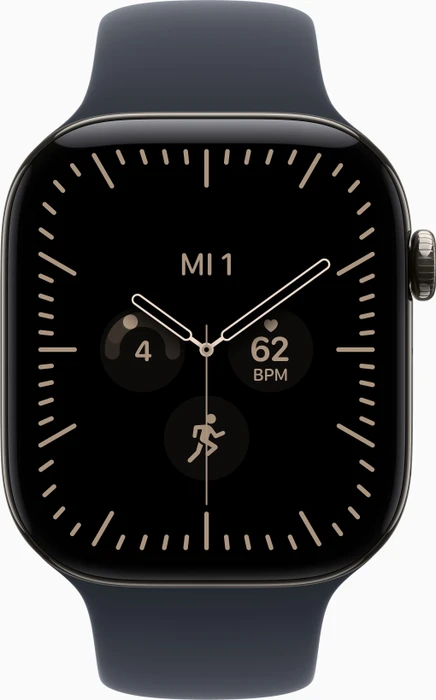 Apple Watch Series 12 (GPS + Cellular) 46mm Titan natur mit Sportarmband S/M navyblau
