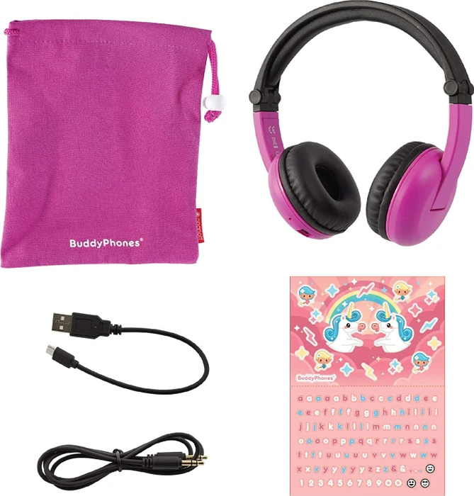 Amazon Fire HD 10 KFTRWI 2021, ohne Werbung, rosa, 32GB, inkl. BuddyPhones PlayTime Headset und Displayschutzfolie, Kids Edition