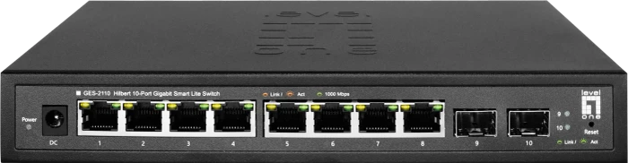 LevelOne GES Desktop Gigabit Smart Switch, 8x RJ-45, 2x SFP