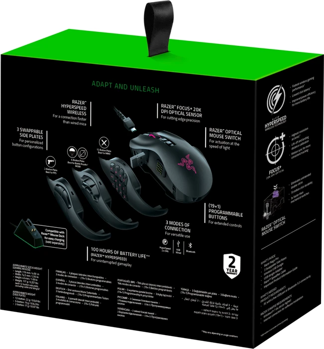 Razer Naga Pro Wireless, USB/Bluetooth