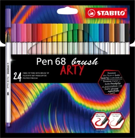 STABILO Pen 68 brush Arty sortiert, 24er-Set, Etui