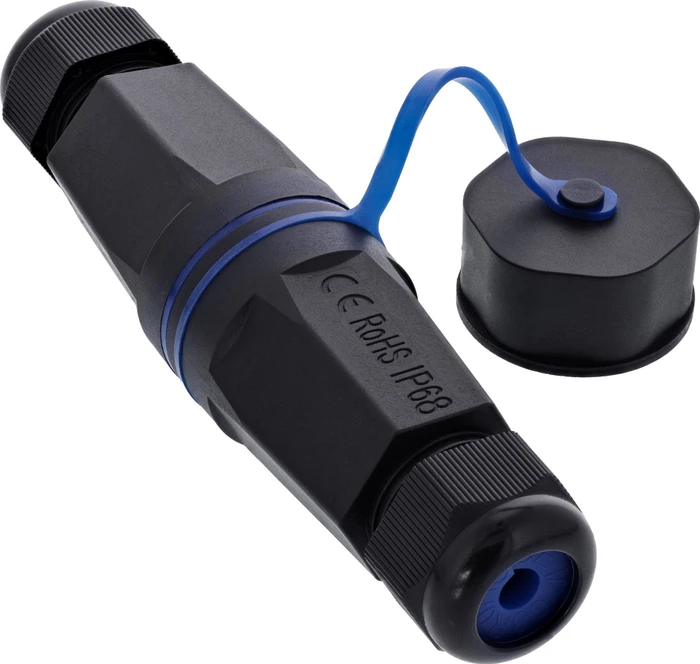 InLine Kabelverbinder RJ-45 Buchse/Verlegekabel Cat.6A, geschirmt, IP68, Leergehäuse mit Deckel