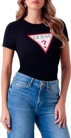 Guess Logo-Dreieck T-Shirt kurzarm weiß (Damen)