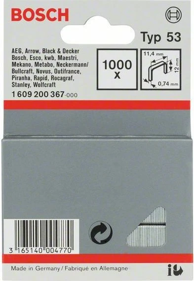 Bosch Professional Typ 53 Tacker-Klammern, 11.4x12mm, 1000 Stück