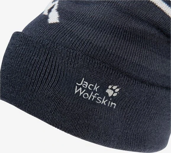 Jack Wolfskin Stripy Pompom Beanie dark navy (Junior)