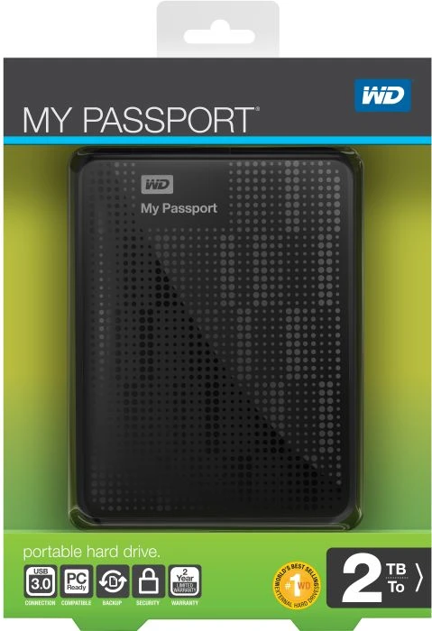 Western Digital WD My Passport schwarz 2TB, USB 3.0 Micro-B