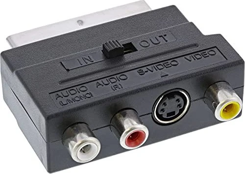InLine Scart Adapter, Scart (in/out) an 3x Cinch Buchse und 1x S-VHS Buchse