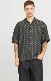 Jack & Jones Wide Fit Hemd kurzarm schwarz (Herren)