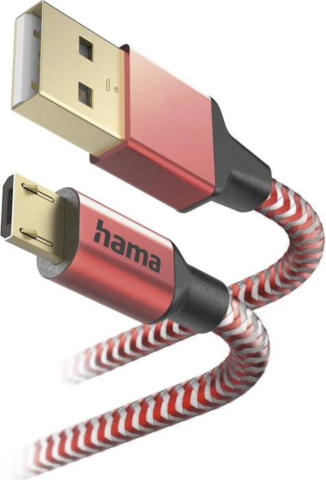 Hama Ladekabel Reflective USB-A/Micro-USB 1.5m Nylon rot