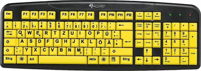 GeneralKeys Großschrifttastatur, schwarz/gelb, USB, DE