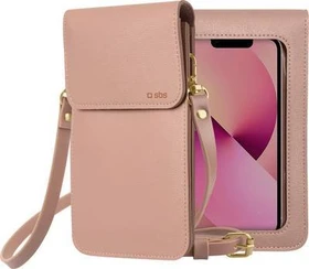 SBS Mobile Handtasche mit Schulterriemen Touch Window und Fronttasche für Smartphones bis 6.7" rosa