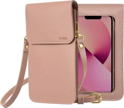 SBS Mobile Handtasche mit Schulterriemen Touch Window und Fronttasche für Smartphones bis 6.7" rosa