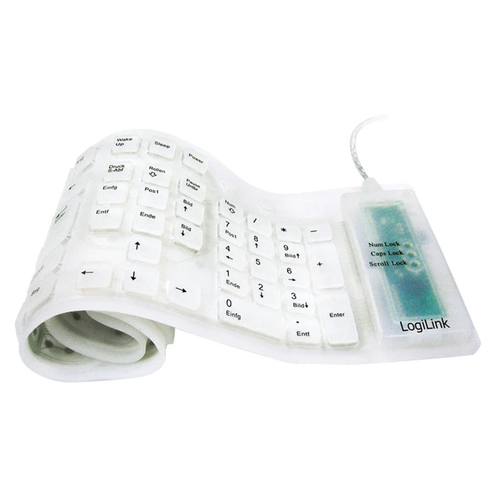 LogiLink Flexible Waterproof Keyboard weiß, PS/2 &, PS/2 & USB, DE