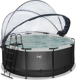 Exit Toys Black Leather Frame Pool mit Sandfilterpumpe, Abdeckung und Wärmepumpe rund 360x122cm