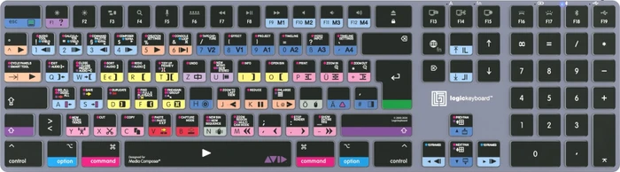 LogicKeyboard Titan Wireless Avid Media Composer "Classic" Mac, Titanium Gray, LEDs weiß, USB/Bluetooth, DE