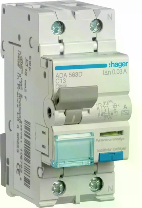 Hager Fehlerstrom-Leitungsschutzschalter 1P+N 10kA C-13A 30mA Typ A