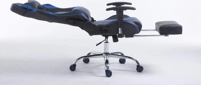 CLP Racing Limit Kunstleder Gamingstuhl mit Fußstütze, schwarz/blau